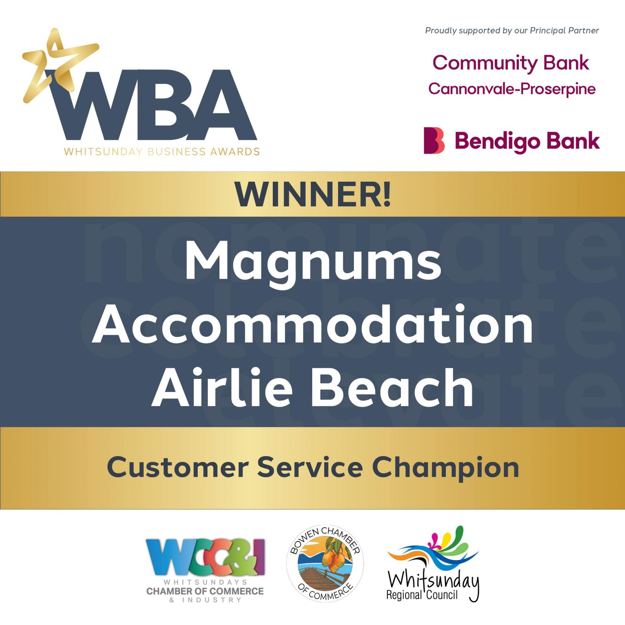 2025 Winner Customer Service champion – Whitsundays Business Awards
