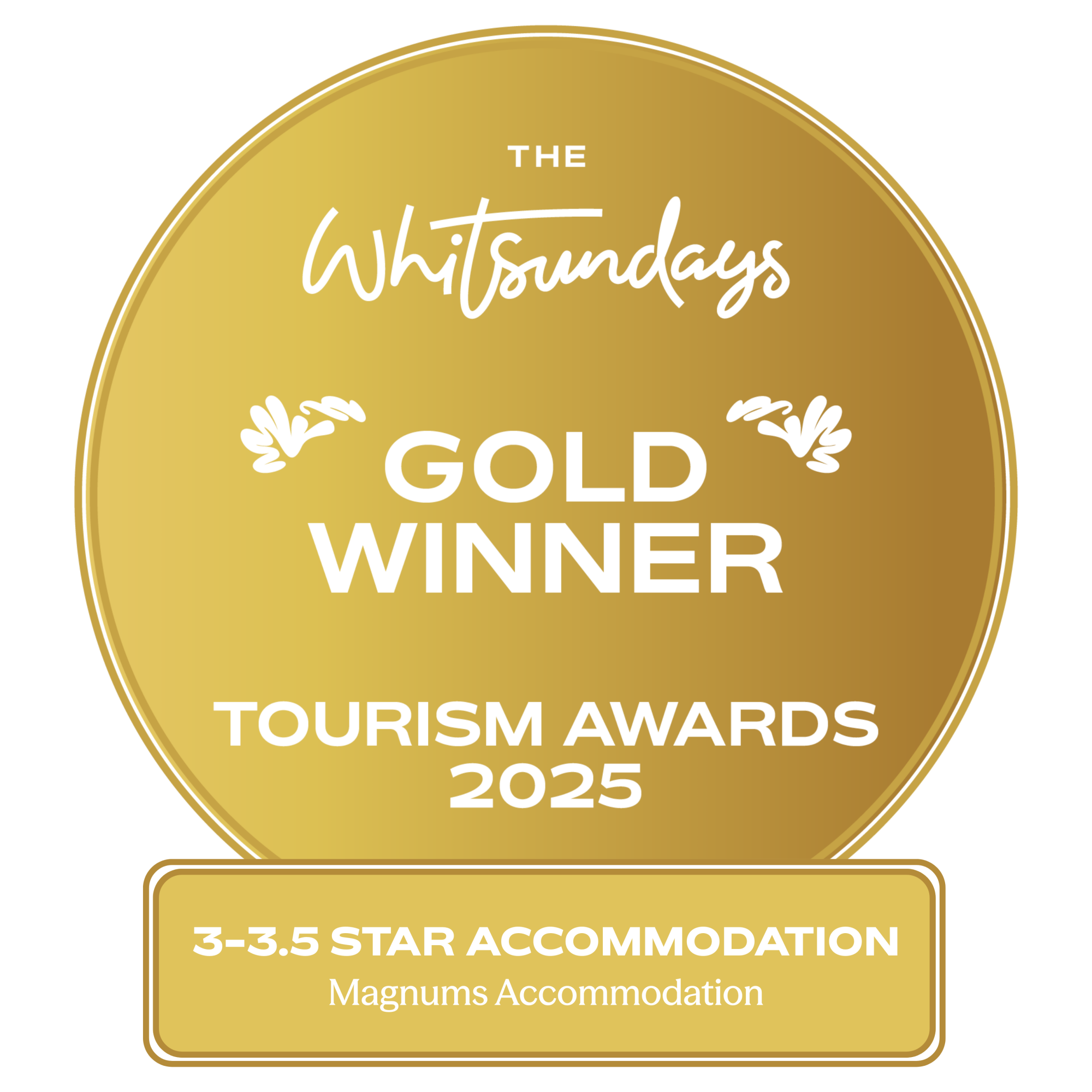  2025 GOLD winner 3-3.5 Star accommodation at the Whitsundays Tourism Awards